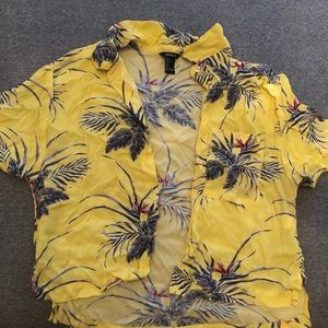 Cropped yellow Hawaiian top
